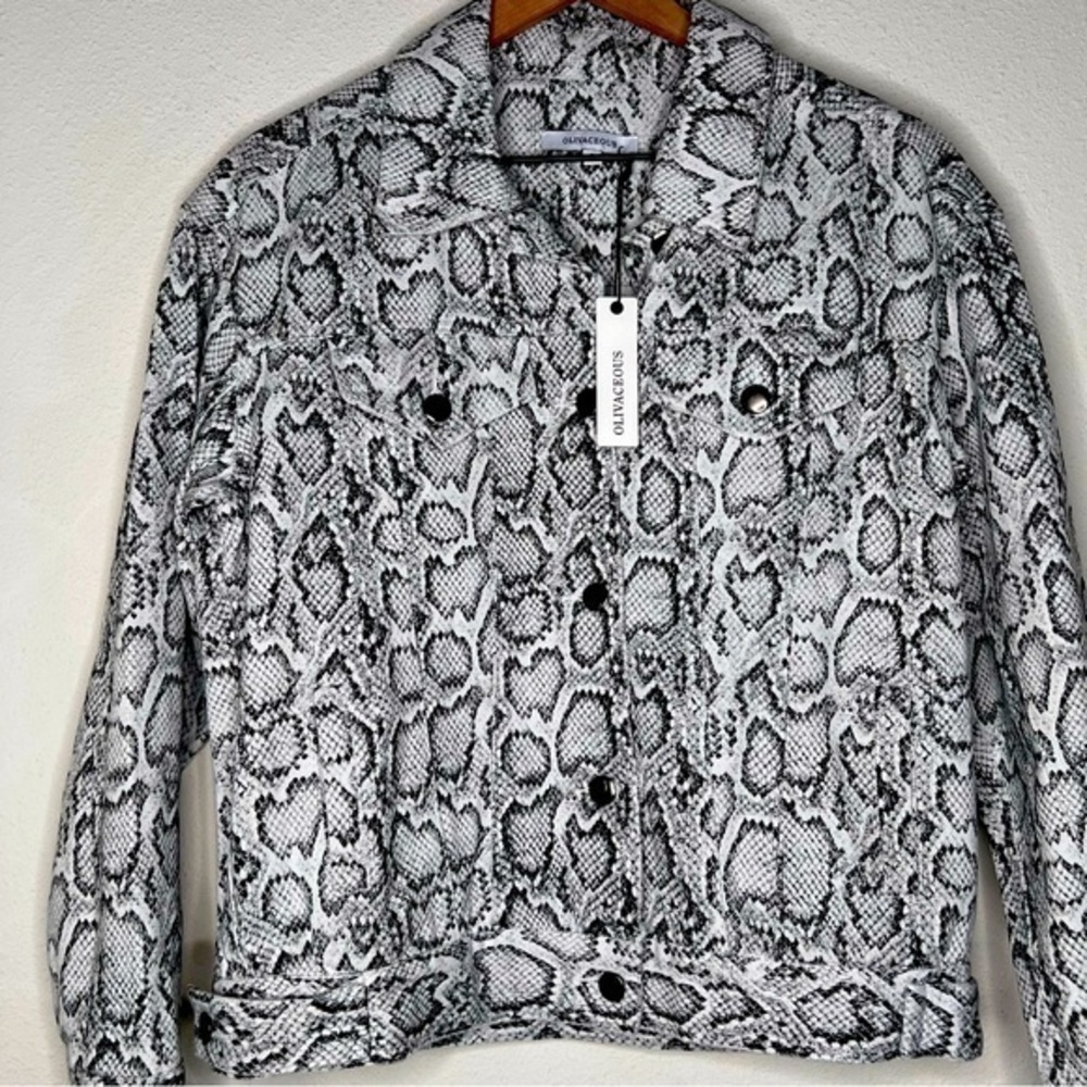 Oliveaceous Python Button Up Jacket, size S NWT